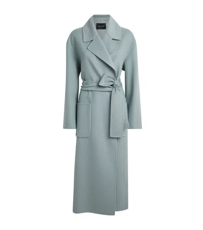 Fabiana Filippi Wool Embellished Belted Coat In Green