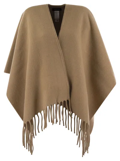 Fabiana Filippi Wool Fringed Cape In Brown