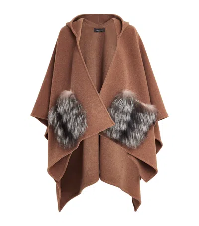 Fabiana Filippi Wool Hooded Cape In Black