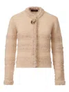 Fabiana Filippi Striped Knit Wool Jacket With Button Detail In Neutral