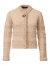 Fabiana Filippi Striped Knit Wool Jacket With Button Detail In Neutral