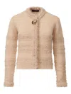 Fabiana Filippi Striped Knit Wool Jacket With Button Detail In Neutral