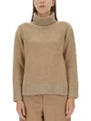 Fabiana Filippi High-neck Wool Jersey Sweater In Beige