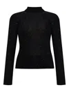 Fabiana Filippi Sparkling Finish Turtleneck Wool Sweater In Black