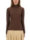 Fabiana Filippi Turtleneck Slim Fit Top With Sparkling Detail In Brown