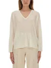 Fabiana Filippi Relaxed Fit Wool Blend V-neck Sweater In White