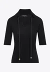 Fabiana Filippi Wool Polo Metal Beads In Black