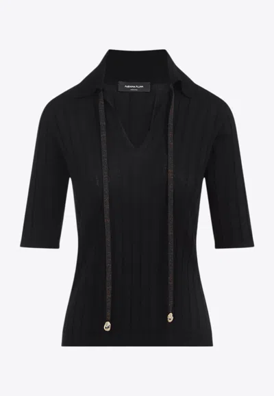 FABIANA FILIPPI WOOL KNIT POLO TOP