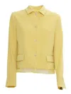 Fabiana Filippi Wool Linen Hopsack Fitted Jacket With Organza Band