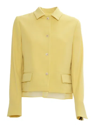 Fabiana Filippi Wool Linen Hopsack Fitted Jacket With Organza Band