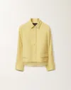 Fabiana Filippi Wool Linen Hopsack Fitted Jacket With Organza Band In Yellow