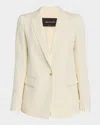 Fabiana Filippi Wool Linen Hopsack One-button Blazer In Vaniglia