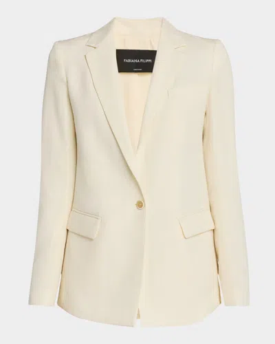 Fabiana Filippi Wool Linen Hopsack One-button Blazer In Vaniglia
