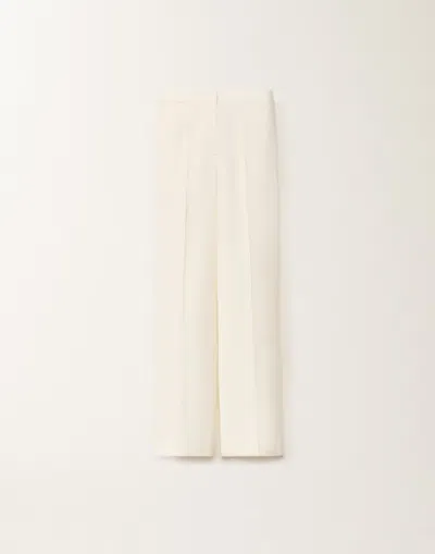 Fabiana Filippi Wool Linen Hopsack Straight Leg Trousers In White