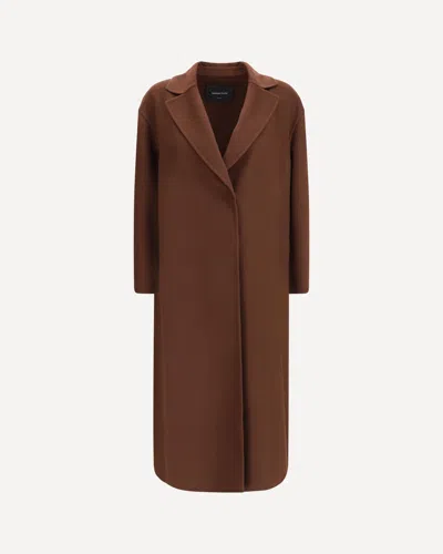 Fabiana Filippi Waist Belt Long Sleeve Lapel Pocket Coat In Brown