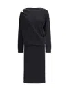 Fabiana Filippi Fitted Midi Dress With Draped Bodice And Gold Detail In Black
