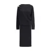 Fabiana Filippi Fitted Midi Dress With Draped Bodice And Gold Detail In Black