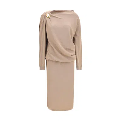 Fabiana Filippi Embellished Drape-detail Dress In Neutral