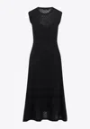 Fabiana Filippi Black Wool Sequins Midi Dress