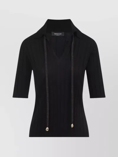 FABIANA FILIPPI WOOL POLO METAL BEADS