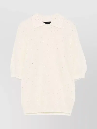 Fabiana Filippi Wool Polo Shirt Sequin Embellishments In White