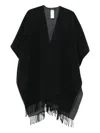 Fabiana Filippi Fringed V-neck Poncho In Black