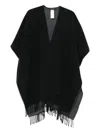 Fabiana Filippi Fringed V-neck Poncho In Black