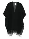 Fabiana Filippi Fringed V-neck Poncho In Gray