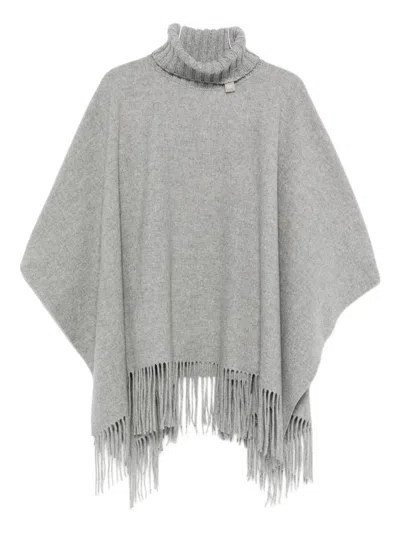 Fabiana Filippi Wool Poncho In Gray