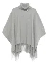 Fabiana Filippi Wool Poncho In Gray