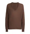 Fabiana Filippi Brown V-neck Sweater In Wool And Silk Blend Woman In Brown