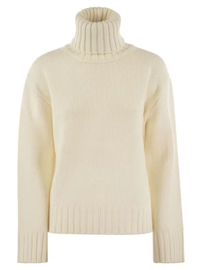 Fabiana Filippi Wool, Silk And Cashmere Blend Turtleneck Sweater In Neutral