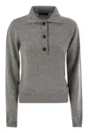 Fabiana Filippi Women's Wool, Silk And Cashmere Polo Collar Sweater In Grey