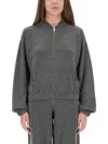Fabiana Filippi Grey Wool Silk Cashmere Sweatshirts In Gray