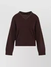 Fabiana Filippi Wool Silk Cashmere Blend V Neck Sweater In Brown