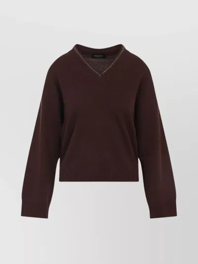FABIANA FILIPPI WOOL SILK CASHMERE BLEND V NECK SWEATER