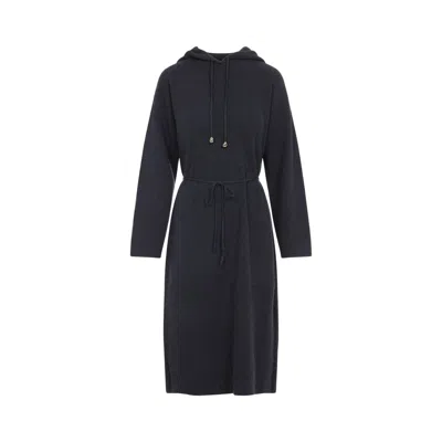Fabiana Filippi Hooded Ankle-length Dress With Ribbed Silk Blend In Gray