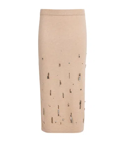 Fabiana Filippi Wool-silk-cashmere Embellished Skirt In Neutral