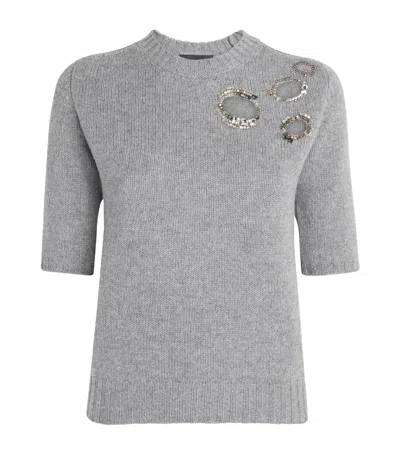 Fabiana Filippi Wool-silk-cashmere Embellished Sweater In Gray