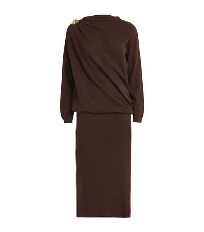 Fabiana Filippi Wool-silk-cashmere Midi Dress In Brown