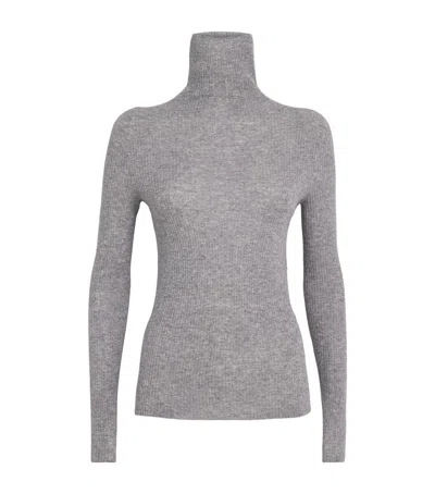 Fabiana Filippi Wool-silk-cashmere Ribbed Sweater In Gray