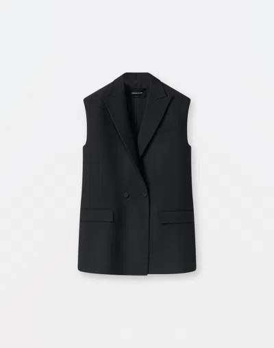 Fabiana Filippi Wool Silk Crepe Double Breasted Waistcoat In Black
