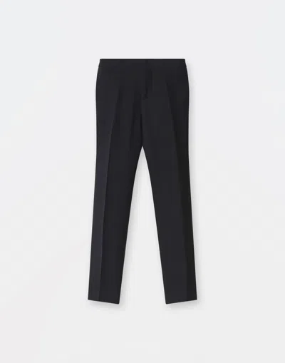 Fabiana Filippi Wool Silk Crepe Regular Fit Trousers In Black