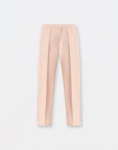 Fabiana Filippi Wool Silk Regular Fit Trousers With Duchesse Side Bands In Dusty Pink
