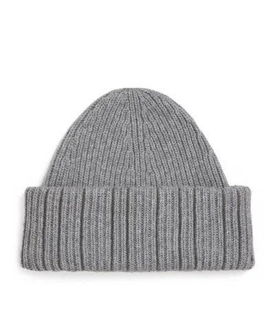 Fabiana Filippi Wool-silk Sparkling Ribbed Beanie In Gray