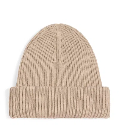 Fabiana Filippi Wool-silk Sparkling Ribbed Beanie In Sand