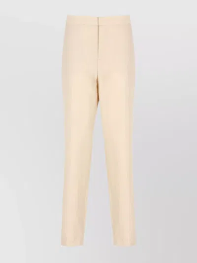 Fabiana Filippi Wool Straight Trousers With Pockets And Crease In Neutral