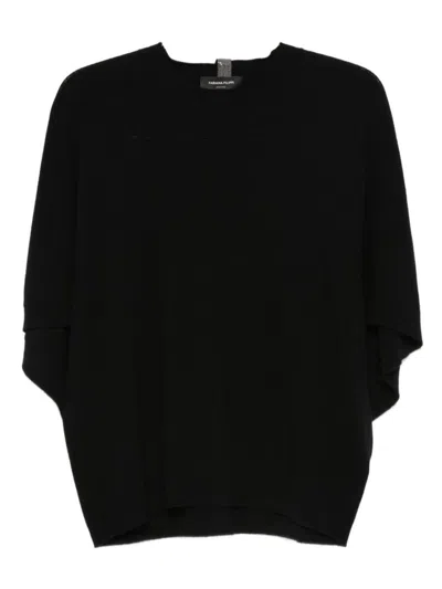 Fabiana Filippi Wool Blend Batwing Sleeve Top In Black