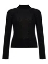 Fabiana Filippi Sparkling Finish Turtleneck Wool Sweater In Black