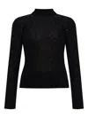 Fabiana Filippi Sparkling Finish Turtleneck Wool Sweater In Black